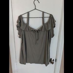 Cold shoulder top with ruffle